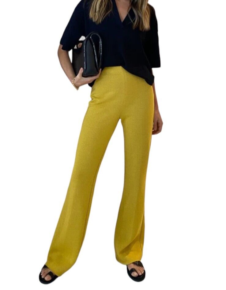 CAMILLA & MARC Feria Pant | Yellow, High Waist, Flared, Textured, Slimming Style