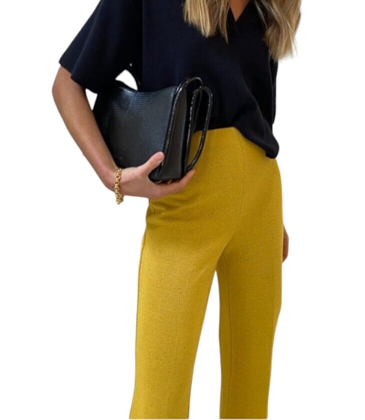 CAMILLA & MARC Feria Pant | Yellow, High Waist, Flared, Textured, Slimming Style