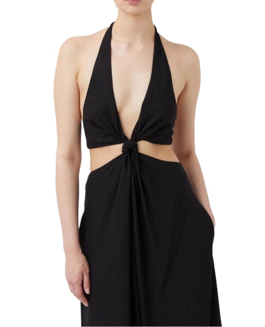 Camilla and Marc Prado Halter Dress | Black, Cutout, Maxi, Knot Detail, Rayon