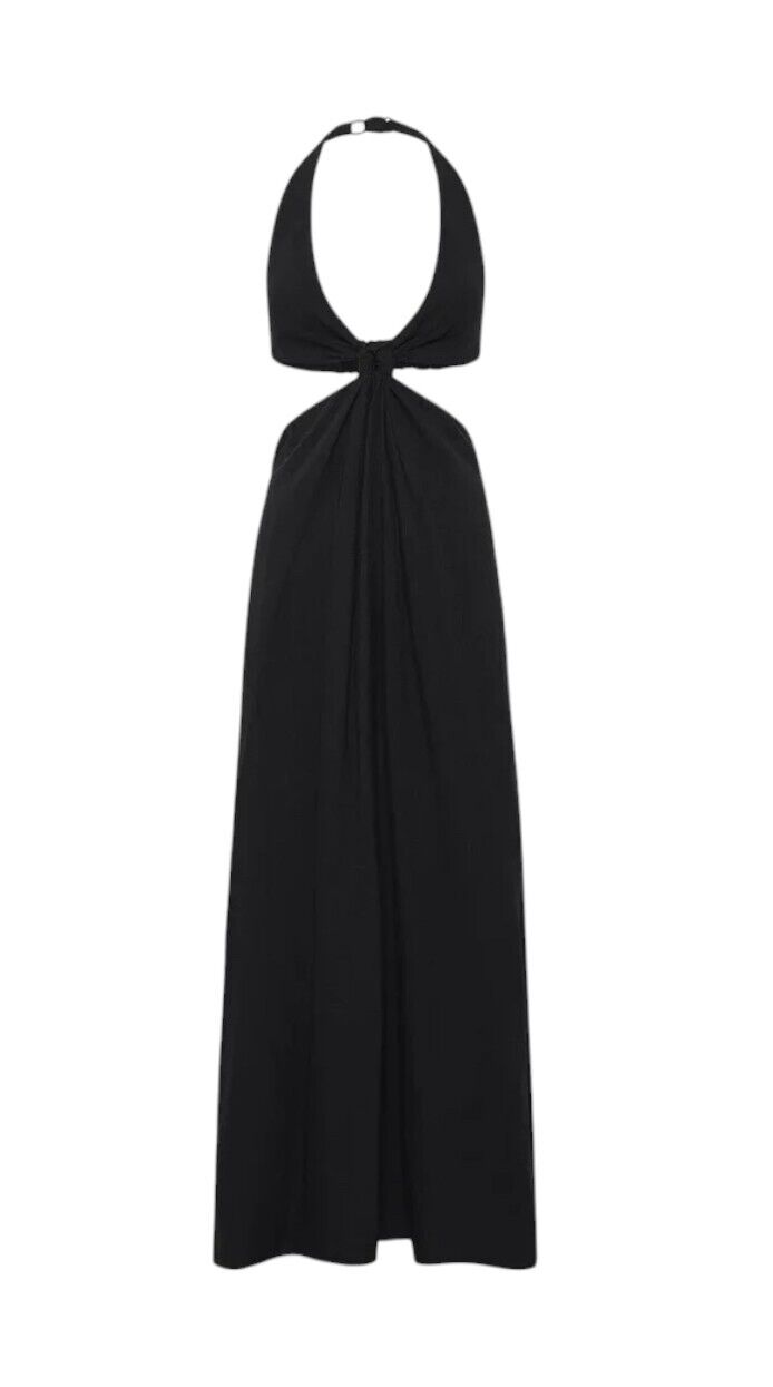 Camilla and Marc Prado Halter Dress | Black, Cutout, Maxi, Knot Detail, Rayon