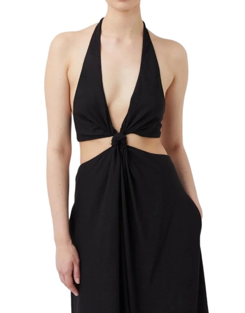 Camilla and Marc Prado Halter Dress | Black, Cutout, Maxi, Knot Detail, Rayon