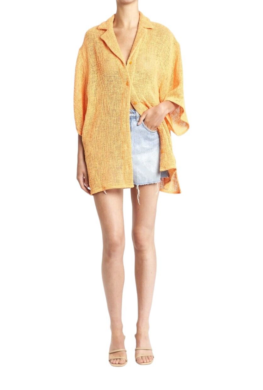 CAMILLA & MARC Clementine Shirt | Orange, Oversized, Sheer, Summer, Button Upd