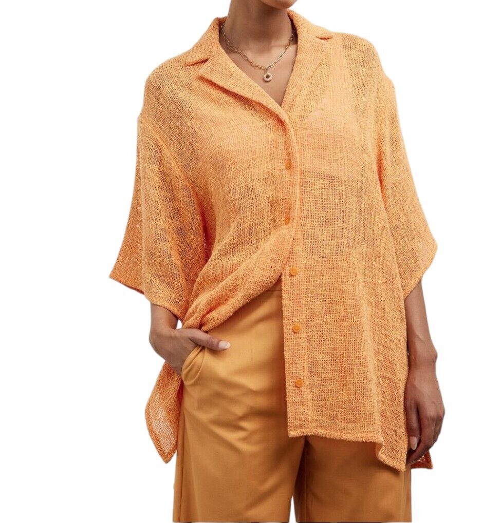 CAMILLA & MARC Clementine Shirt | Orange, Oversized, Sheer, Summer, Button Upd