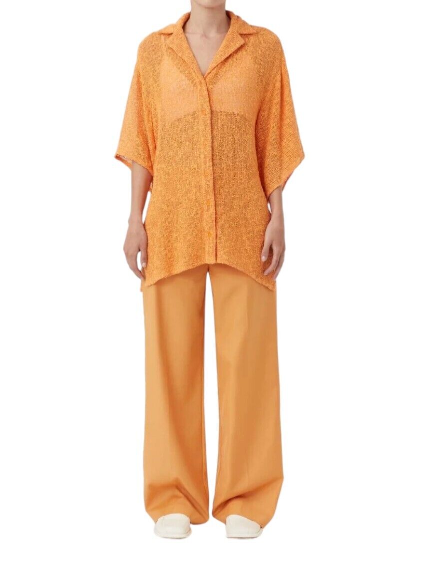 CAMILLA & MARC Clementine Shirt | Orange, Oversized, Sheer, Summer, Button Upd