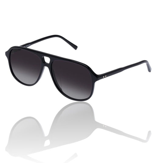 Oroton Folks Sunglasses | Acetate Aviator, Retro, Black, Grey Lenses, Hand Made