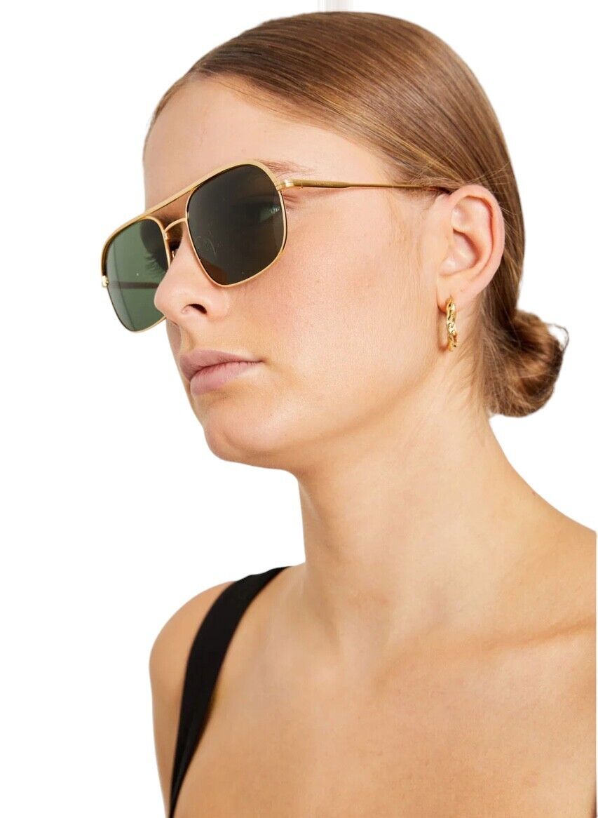 Karen Walker  Pampel Sunglasses | Aviator, Gold/Green Lenses, Category 3 Protect