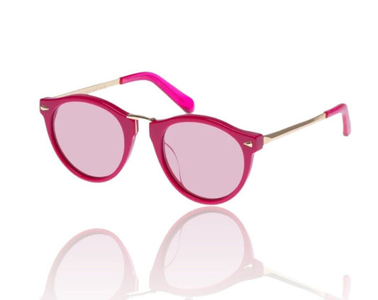 Karen Walker Helter Skelter  Sunglasses |Fuchsia/Pink/Gold, Acetate/Metal, Round