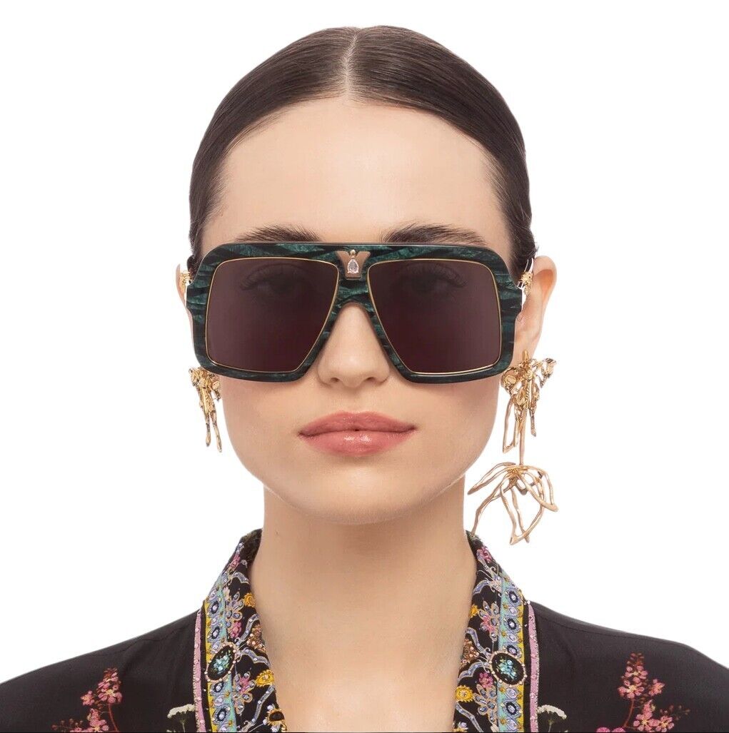 Camilla Starry Nights Sunglasses | Emerald Marble Leopard, Hand-Made, Aviator