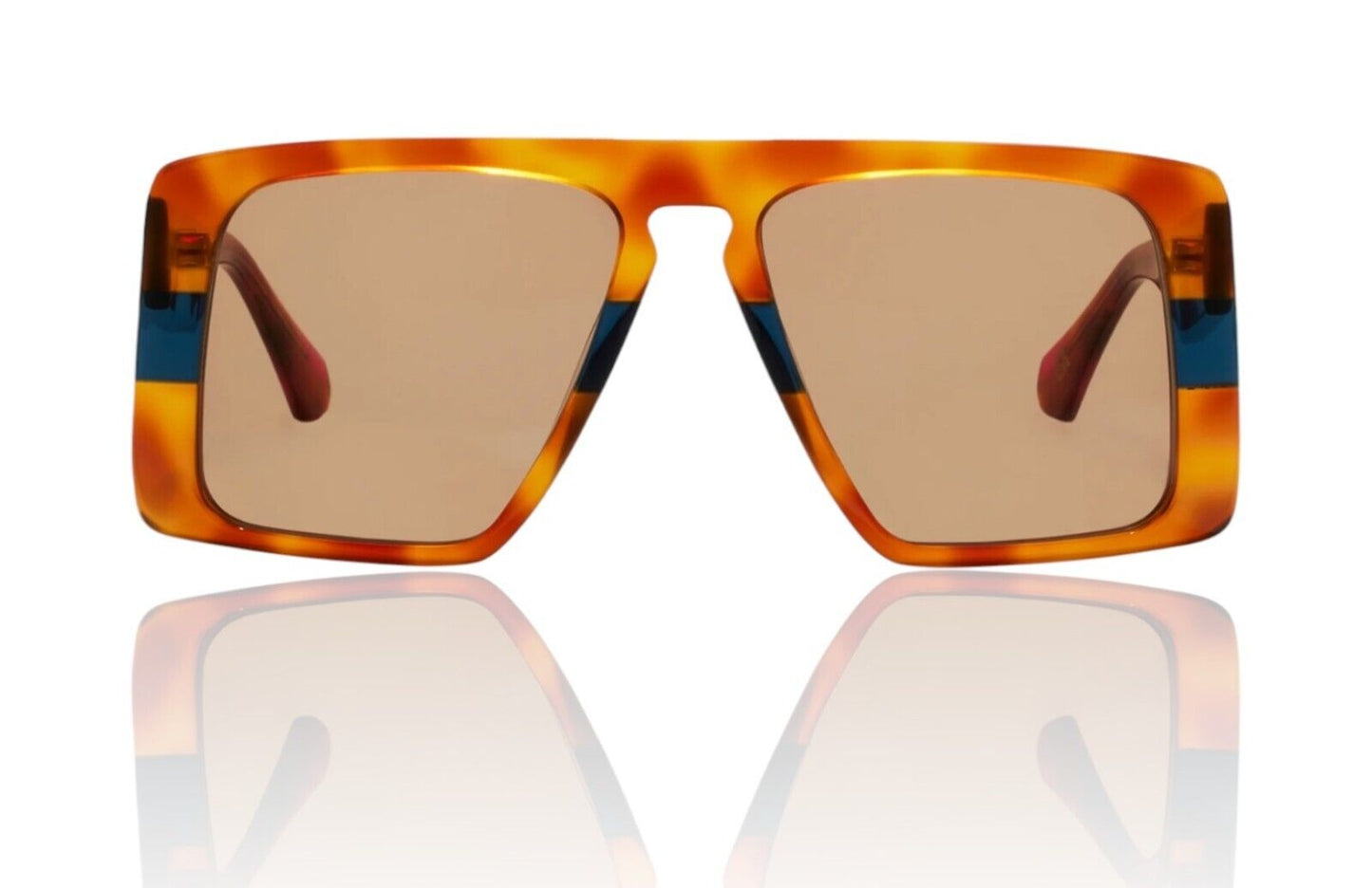 Camilla Fully Booked Sunglasses | Tortoise Shell/Navy Acetate, Aviator, Overized