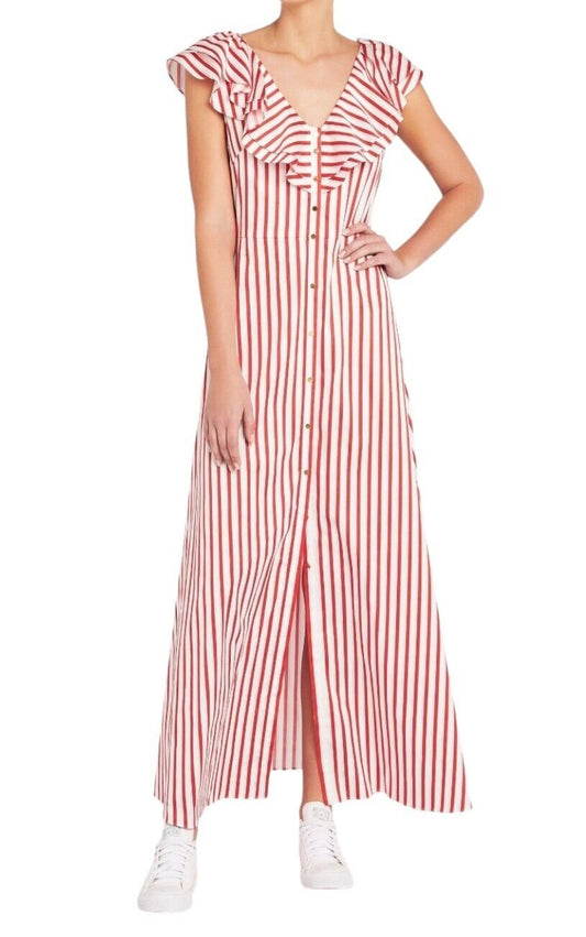 Sass & Bide Ring Master Dress | Red & White Stripes, Frill Sleeves, Button Up
