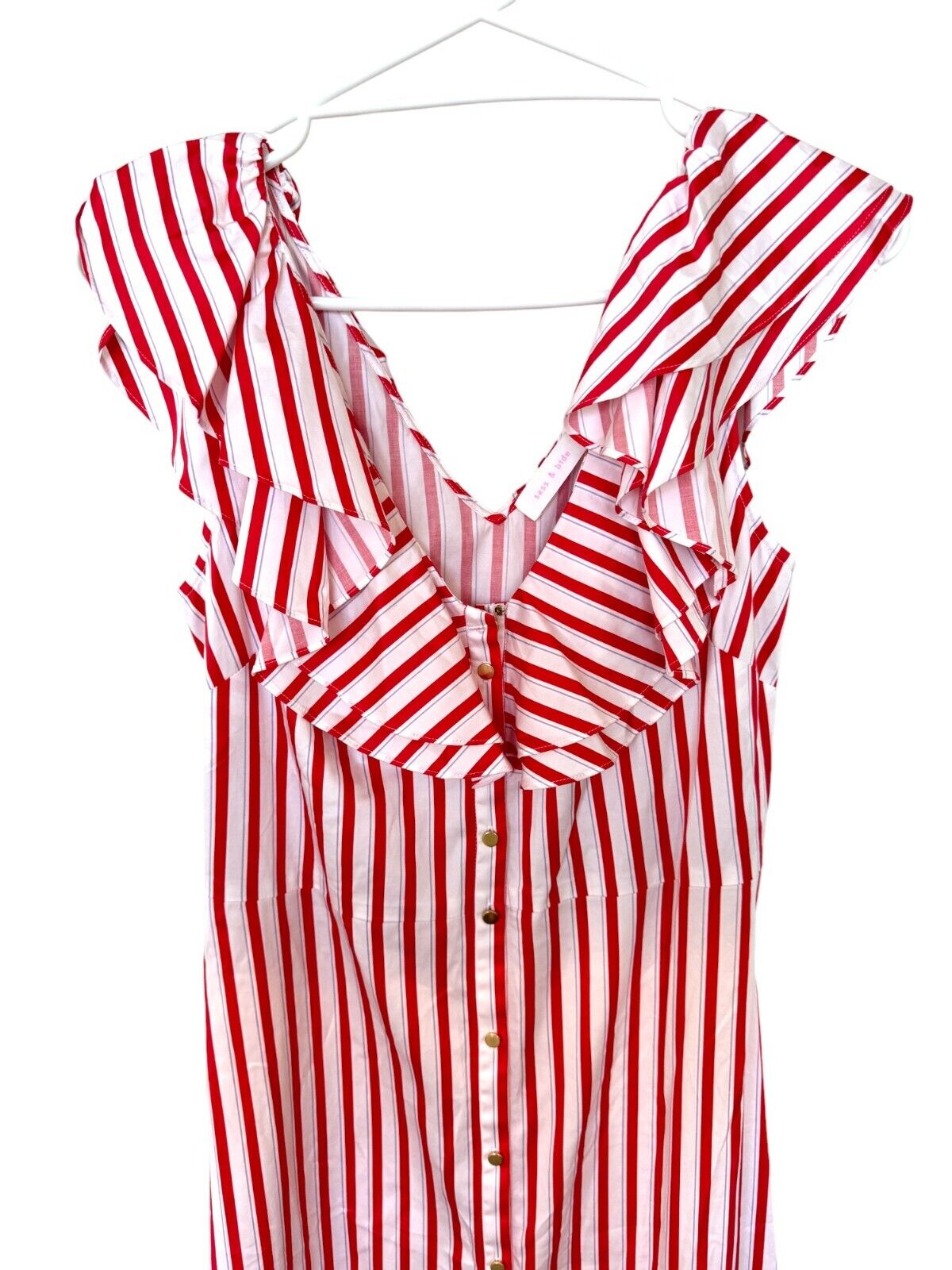 Sass & Bide Ring Master Dress | Red & White Stripes, Frill Sleeves, Button Up