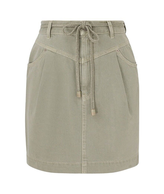 Zimmermann August Denim Utility Skirt| Khaki, Pocket, Belt, Mini, High Waisted