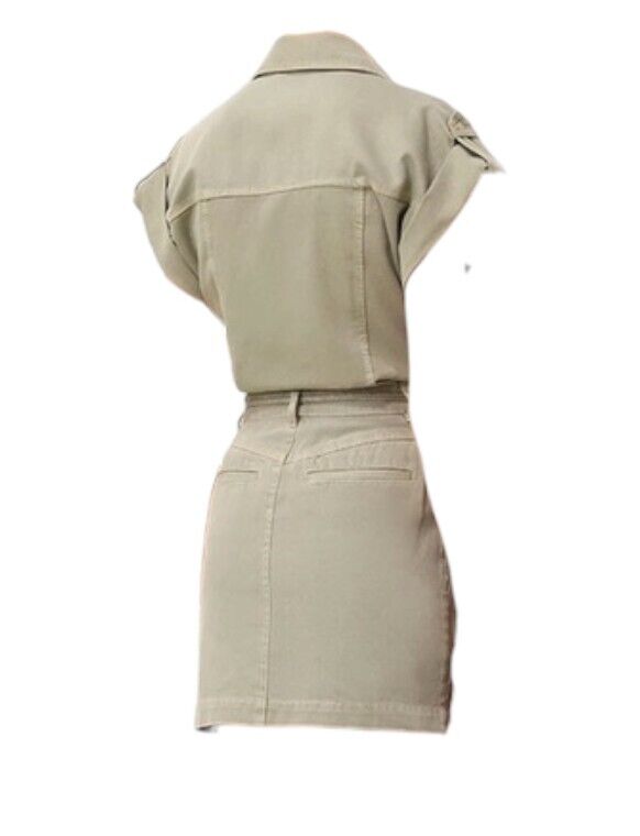 Zimmermann August Denim Utility Skirt| Khaki, Pocket, Belt, Mini, High Waisted