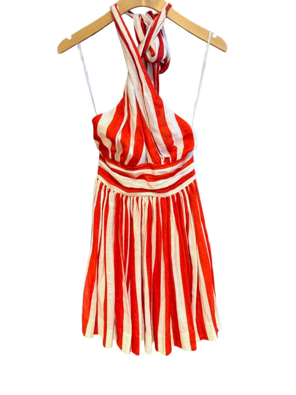 Zimmermann Alight Halter Mini Dress | Red/White Stripe, Halter Neck