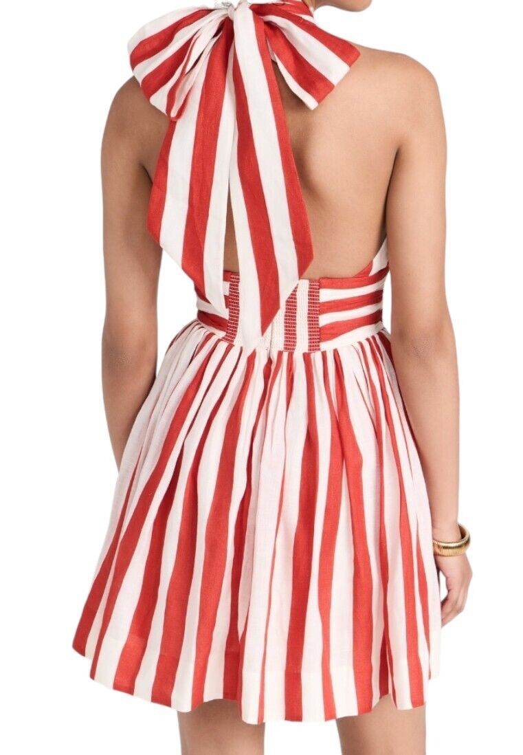 Zimmermann Alight Halter Mini Dress | Red/White Stripe, Halter Neck