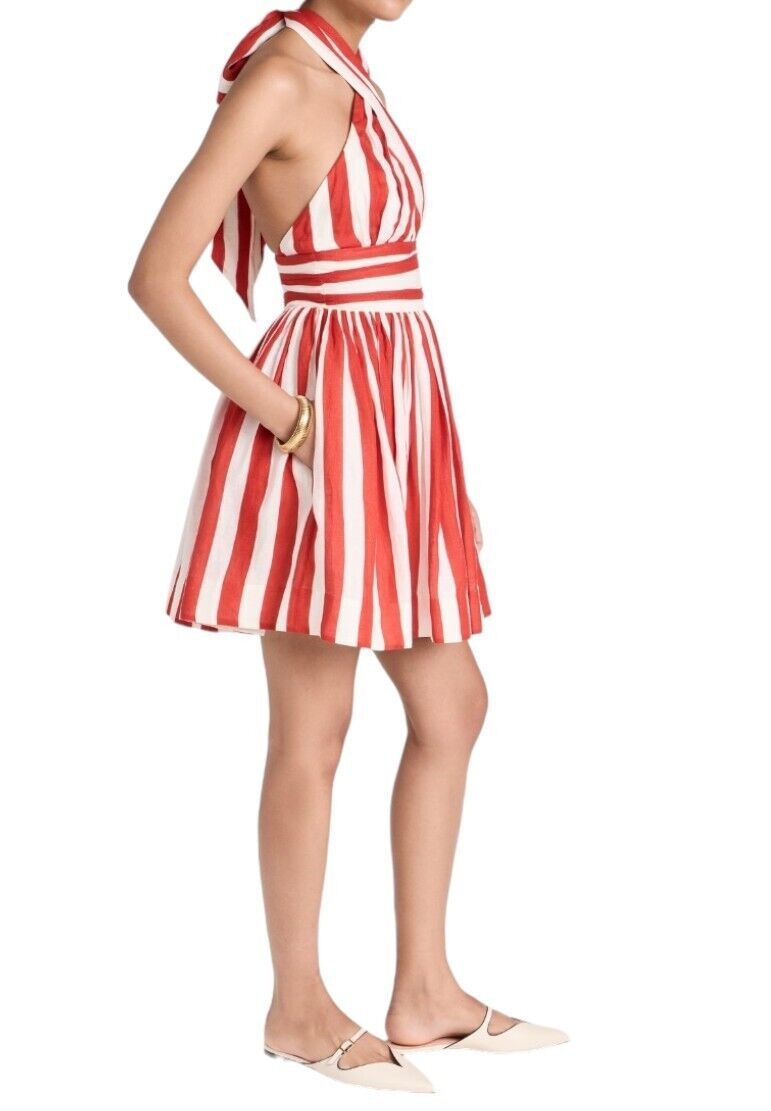 Zimmermann Alight Halter Mini Dress | Red/White Stripe, Halter Neck