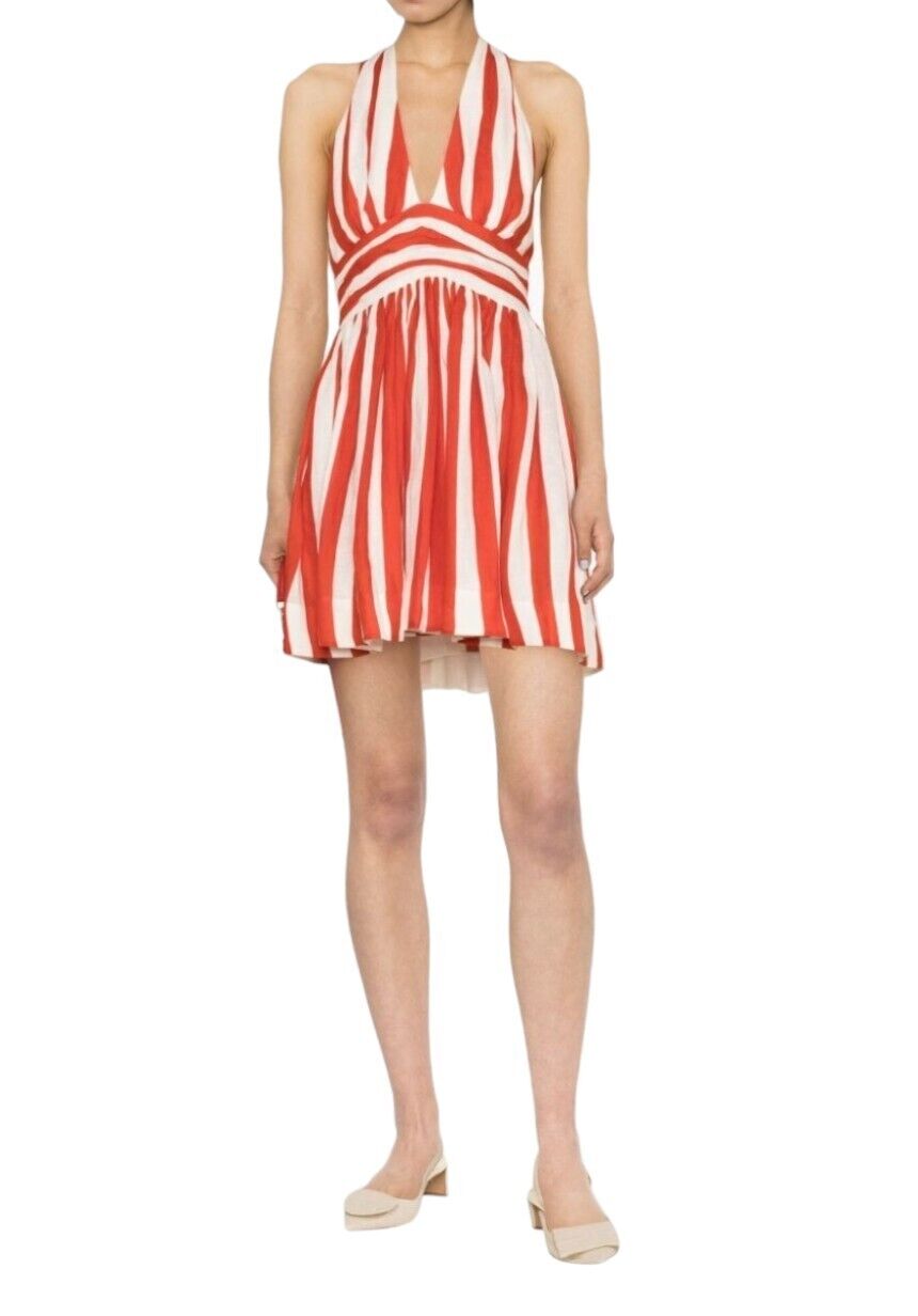 Zimmermann Alight Halter Mini Dress | Red/White Stripe, Halter Neck