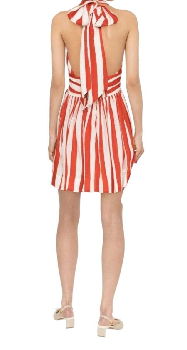 Zimmermann Alight Halter Mini Dress | Red/White Stripe, Halter Neck