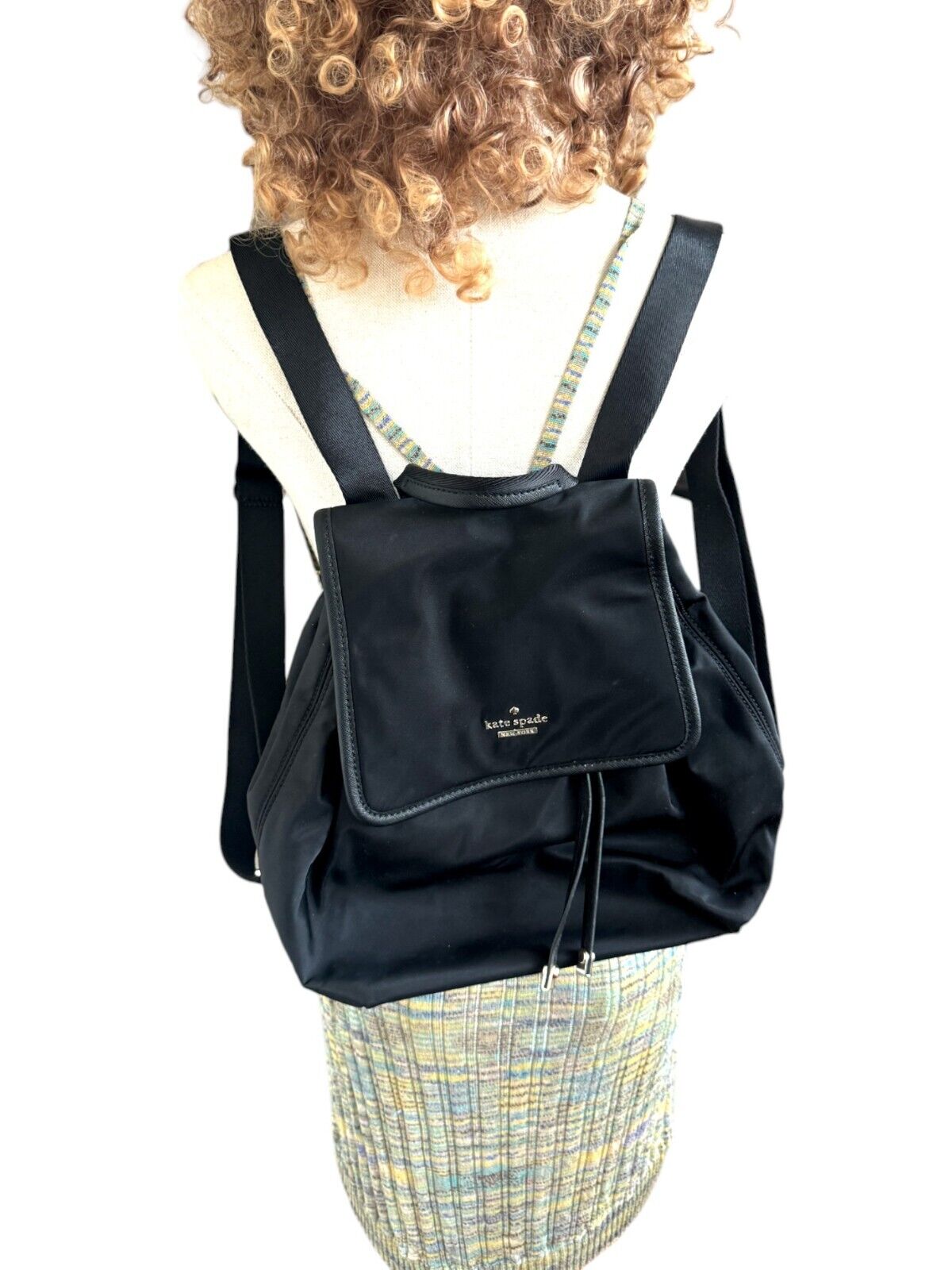 Kate Spade Molly Classic Nylon Backpack | Black, Magnetic, Drawstring, As New!