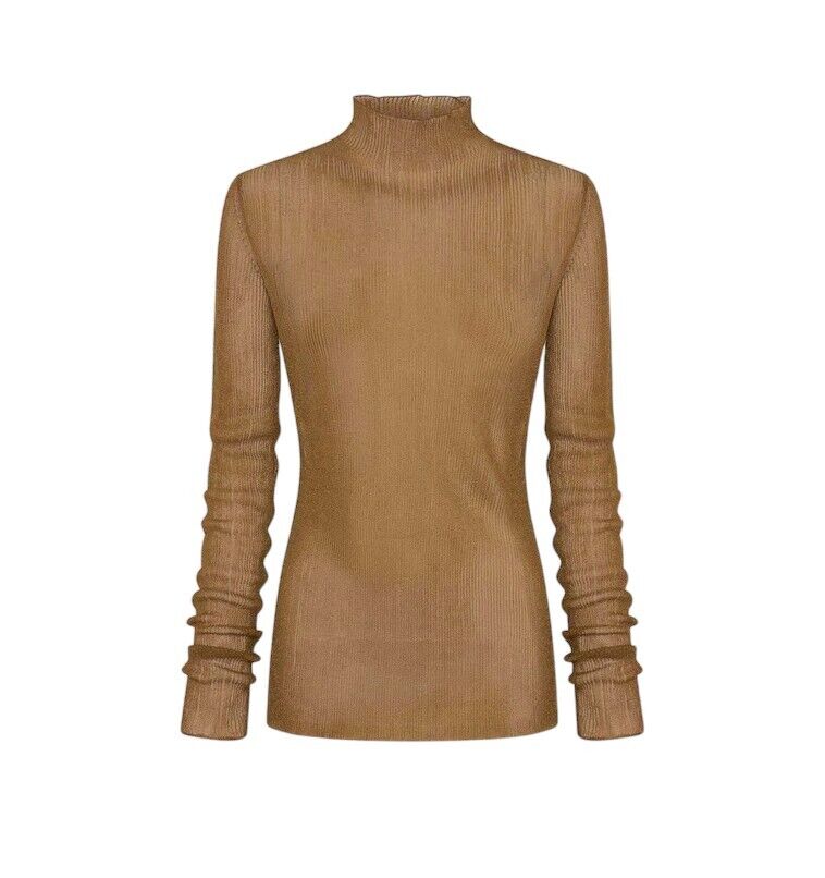 CAMILLA AND MARC Jade Lurex Knit Top |Bronze, Slip, Sheer, Long Sleeves,  Blouse