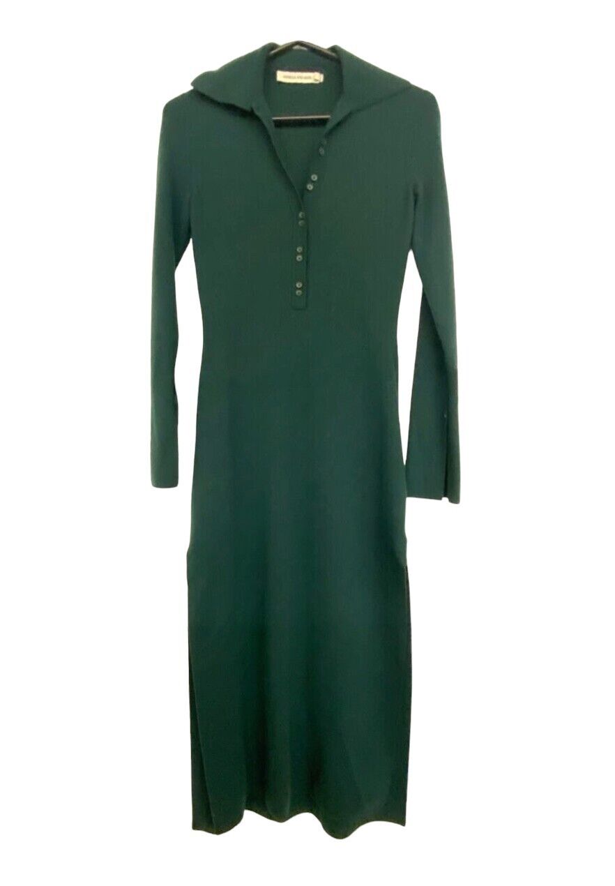 CAMILLA AND MARC Novella Button Up Knit Dress | Green, Wool Blend, Collared