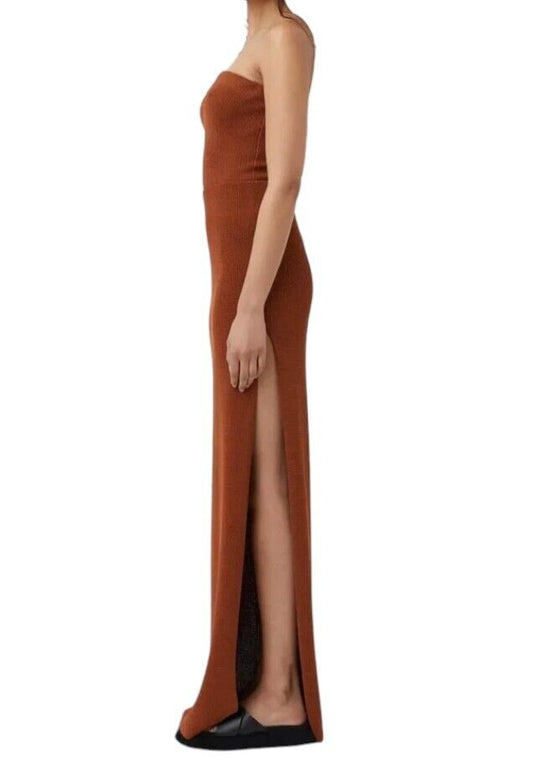 Camilla and Marc Corbin Knit Skirt | Brown, Knitted, Maxi/Midi, Slit, High Waist