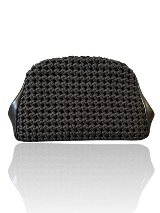 CAMILLA AND MARC ERNST Clutch Handbag | Black, Leather, Woven, Folded, Pockets