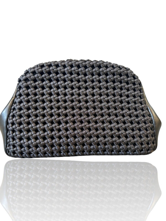 CAMILLA AND MARC ERNST Clutch Handbag | Black, Leather, Woven, Folded, Pockets