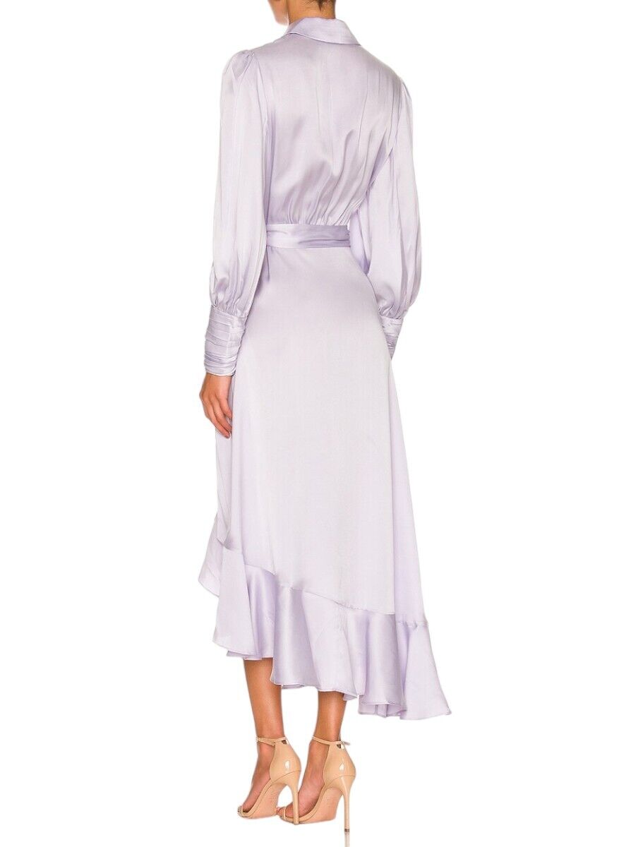 Zimmermann Silk Wrap Midi Dress |Lavender/Pastel Purple, Sueded Silk Cocktail