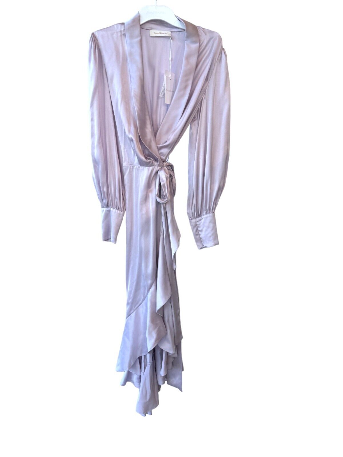 Zimmermann Silk Wrap Midi Dress |Lavender/Pastel Purple, Sueded Silk Cocktail