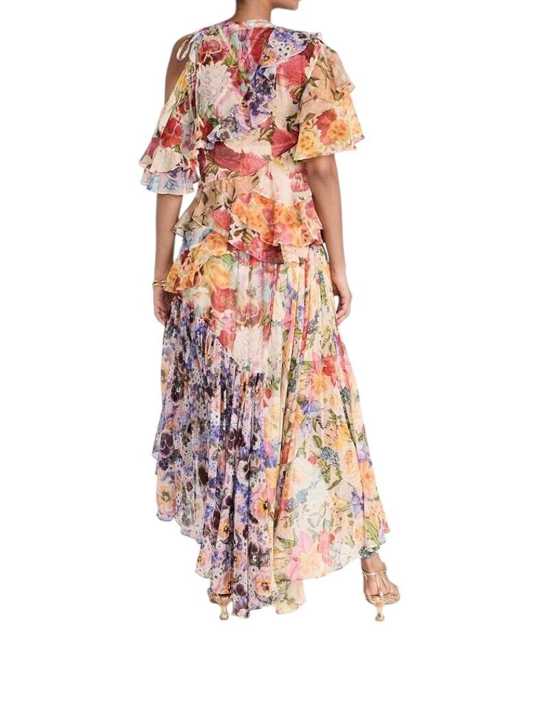 Zimmermann Wonderland Flounce Dress | Spliced Floral, One Shoulder, Asymmetric