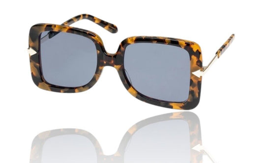 Karen Walker Eden Sunglasses |Tortoise Shell Acetate, Oversized, D Frame, Blue