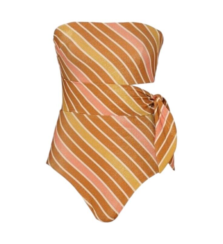 Zimmermann Lexi Lurex Scarf Tie One Piece | Yellow Stripe, Bandeau, Cut Out