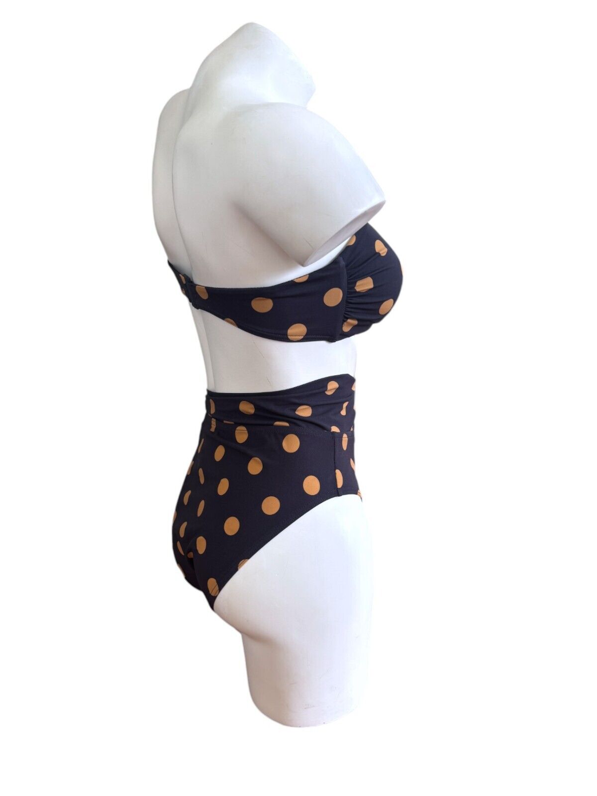 Zimmermann Separates Sculpt High Waist Pant | Navy/Beige Polka Dot, Tie Bottoms