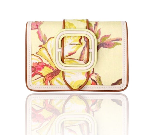 Zimmermann Printed Small Crossbody Bag |Yellow Lemon Floral, Linen, Remove Strap