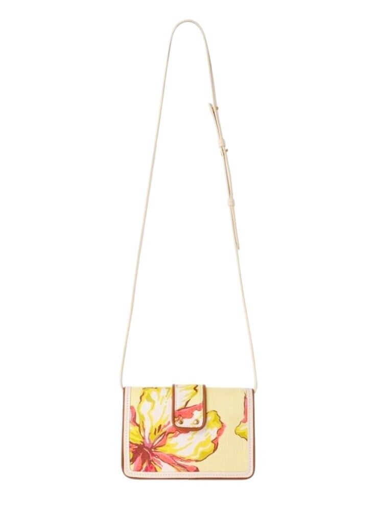 Zimmermann Printed Small Crossbody Bag |Yellow Lemon Floral, Linen, Remove Strap