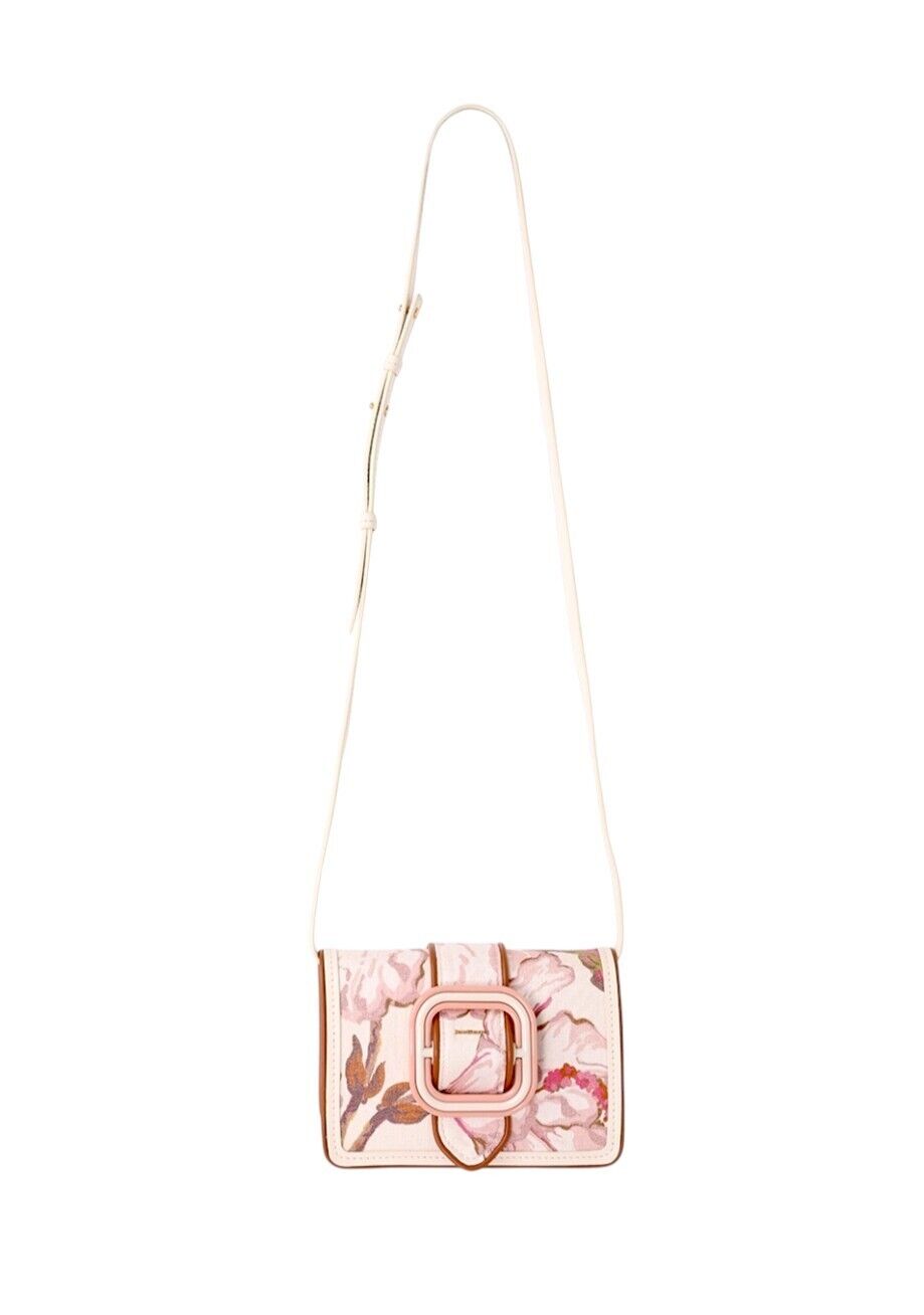 Zimmermann Printed Small Crossbody Bag |Pink Coral Floral, Linen, Remove Strap