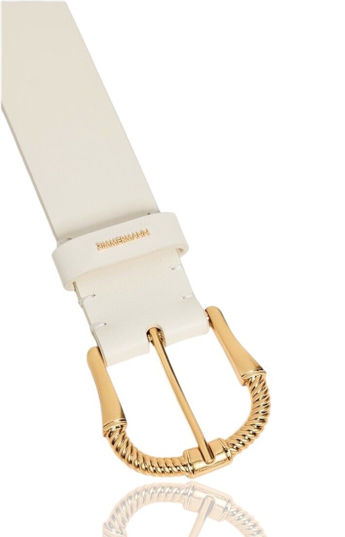 Zimmermann Twisted Buckle Leather Belt | Macadamia, Cream/Gold, Jeans/Pants Loop