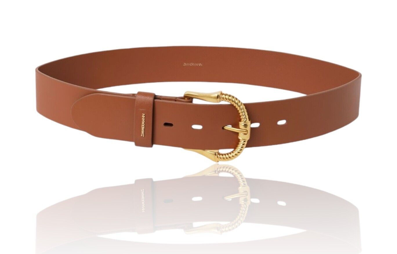 Zimmermann Twisted Buckle Leather Belt | Avalon, Tan, Brown/Gold, Jeans/Pants