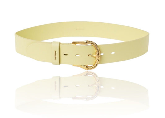 Zimmermann Twisted Buckle Leather Belt | Lemonade / Yellow /Gold, Jeans/Pants