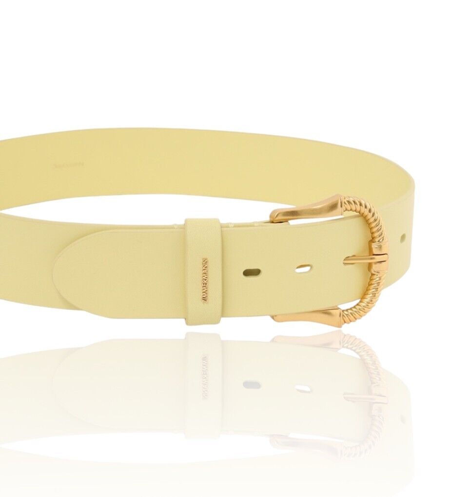 Zimmermann Twisted Buckle Leather Belt | Lemonade / Yellow /Gold, Jeans/Pants