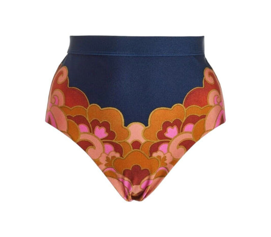 Zimmermann Acadian High Waist Pant | Bikini Bottoms,  Navy/Pink Paisley