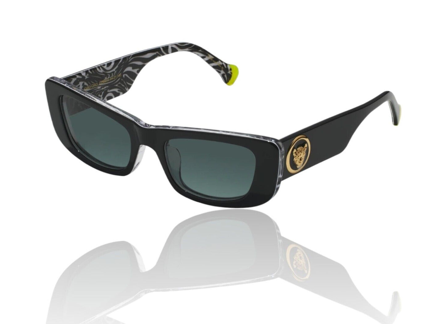 Camilla Ciao Ciao Sunglasses | Black/Zebra Trim, Acetate/Gold Jag, Cats Eye