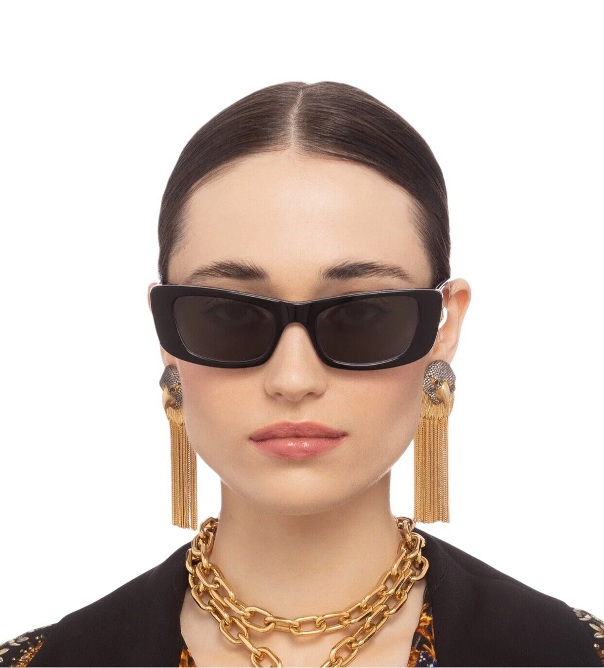 Camilla Ciao Ciao Sunglasses | Black/Zebra Trim, Acetate/Gold Jag, Cats Eye