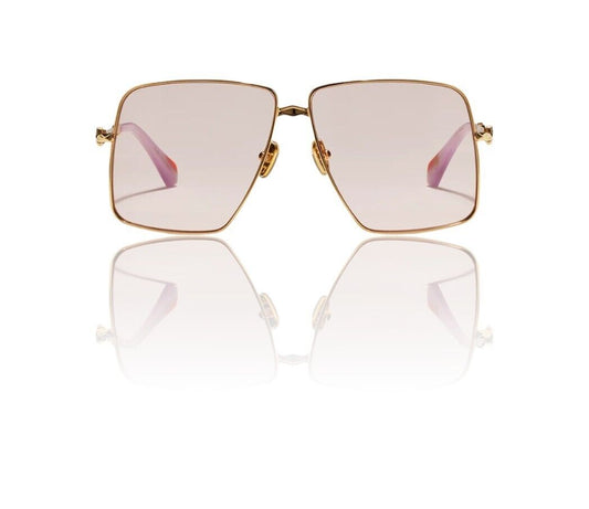 Camilla  Step On Board Sunglasses | Aviator, Pink Lenses, Gold Metal, Oversized