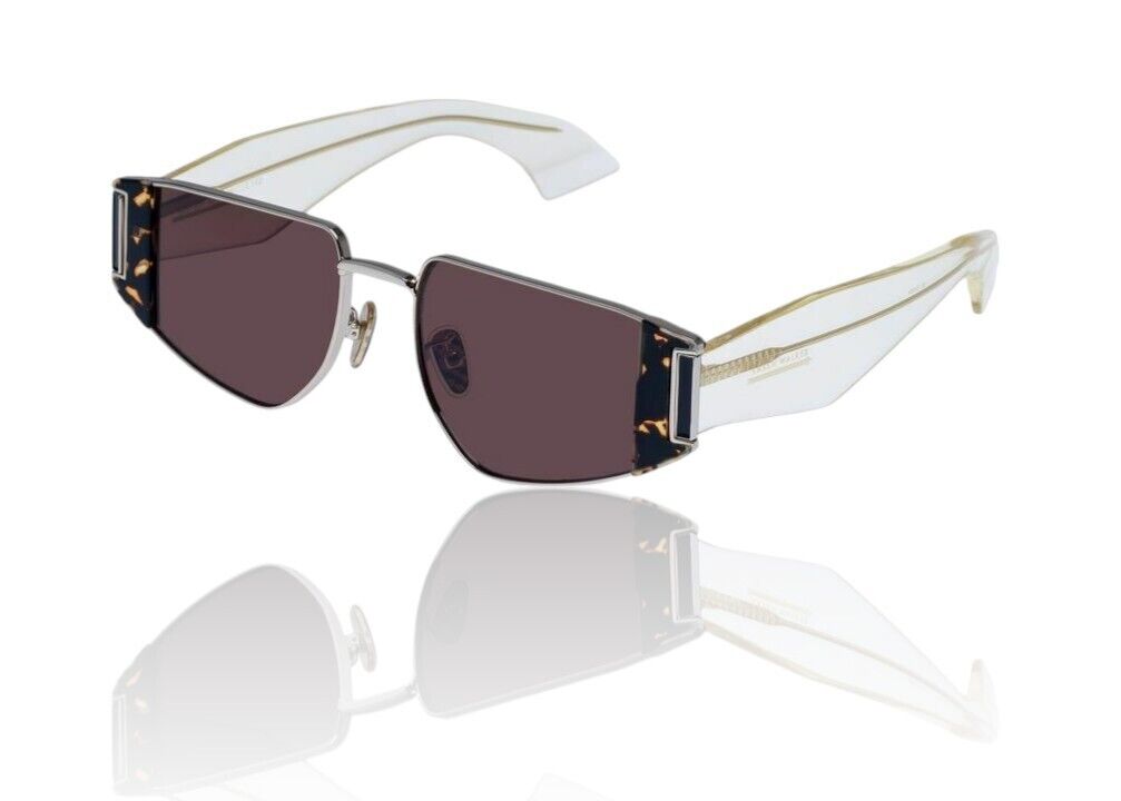 Karen Walker Nix Sunglasses | Metal & Acetate, Silver/Clear, Brown Mono Lenses