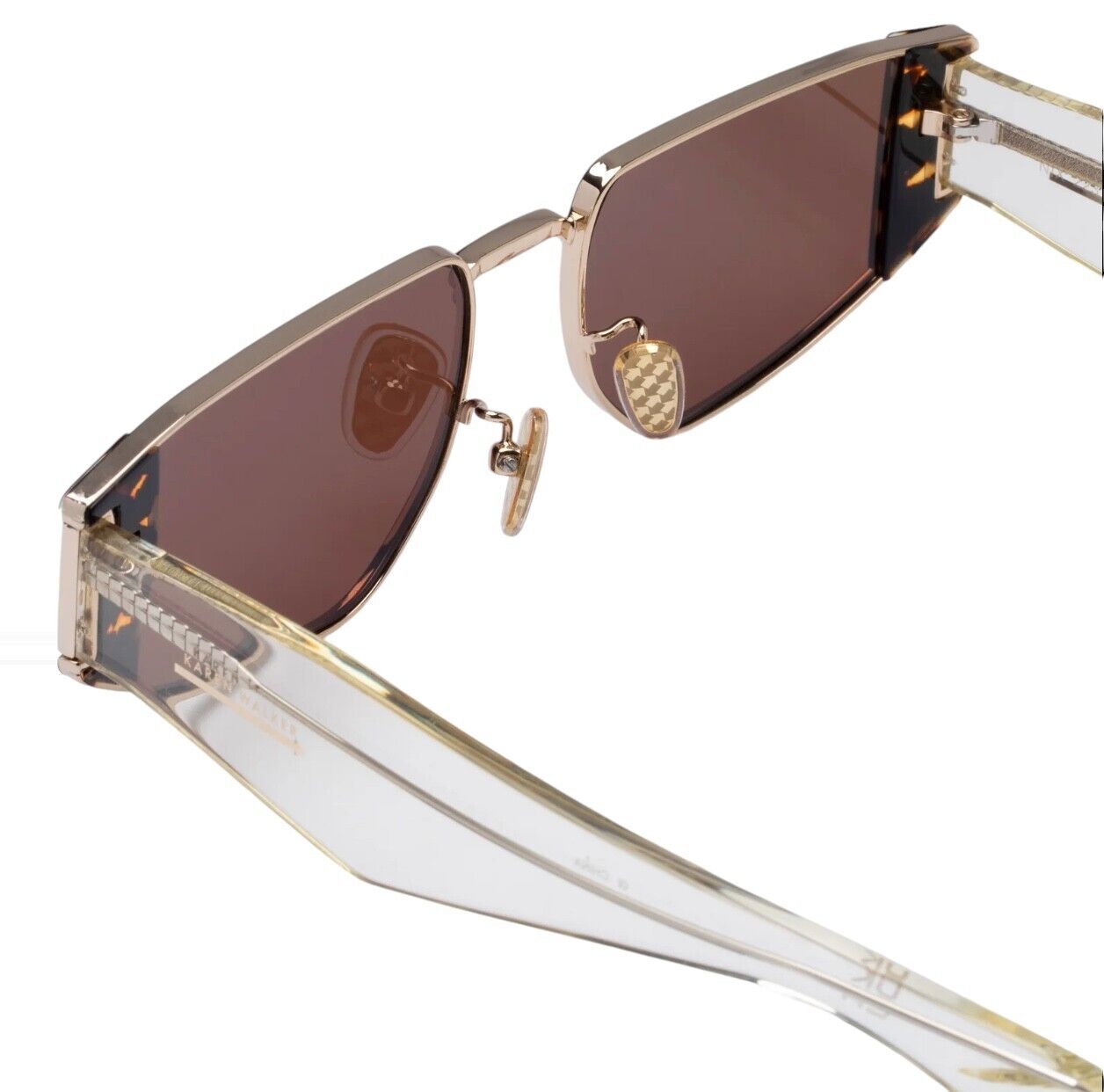 Karen Walker Nix Sunglasses | Metal & Acetate, Silver/Clear, Brown Mono Lenses