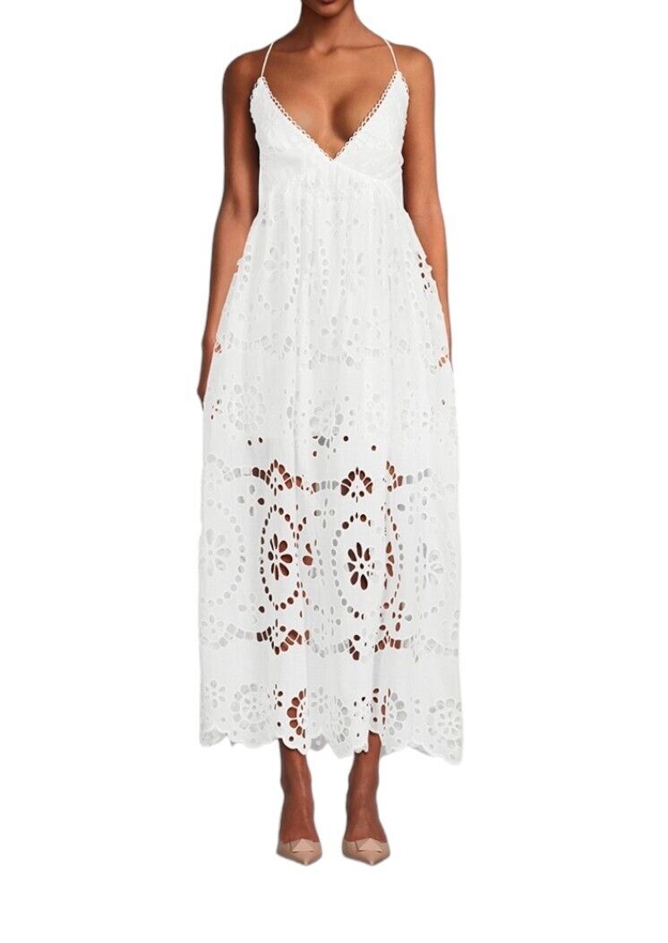 Zimmermann Lexi Embroidered Slip Dress | White, Backless, Anglaise, Embroidered