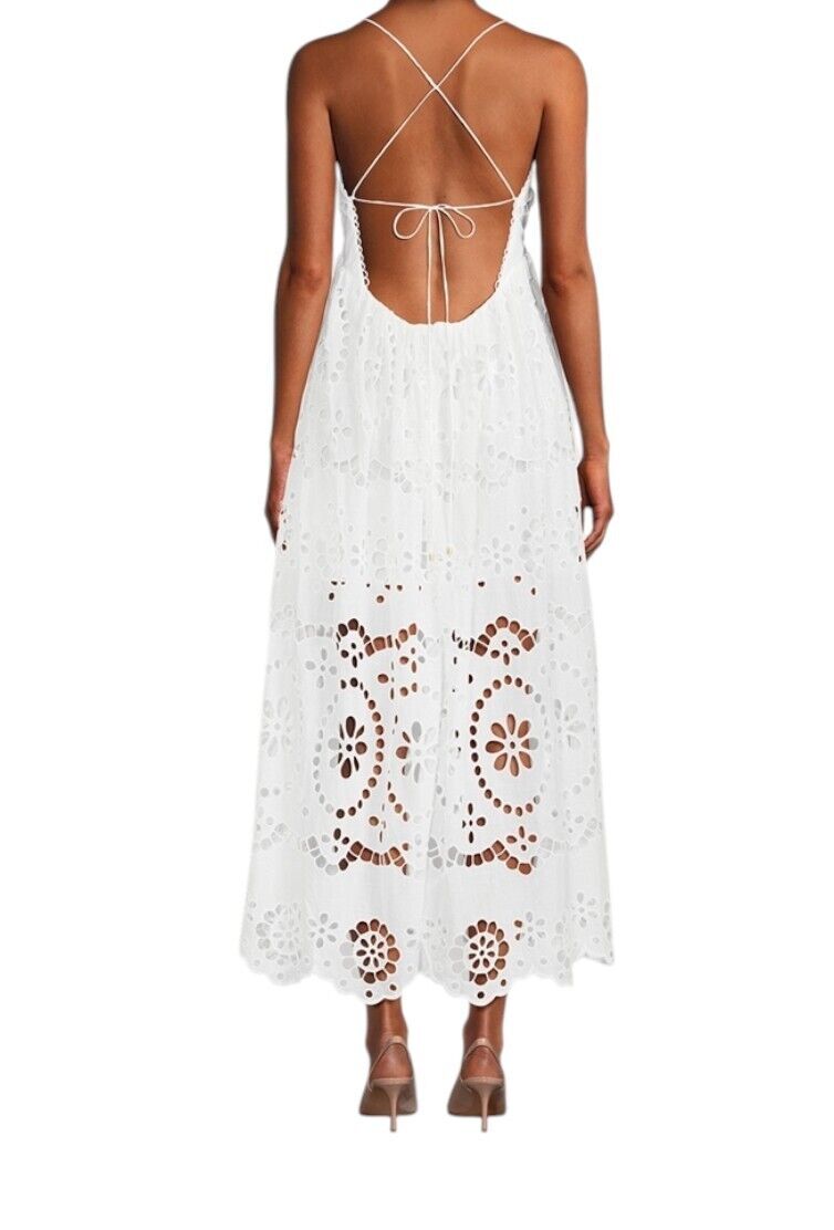 Zimmermann Lexi Embroidered Slip Dress | White, Backless, Anglaise, Embroidered