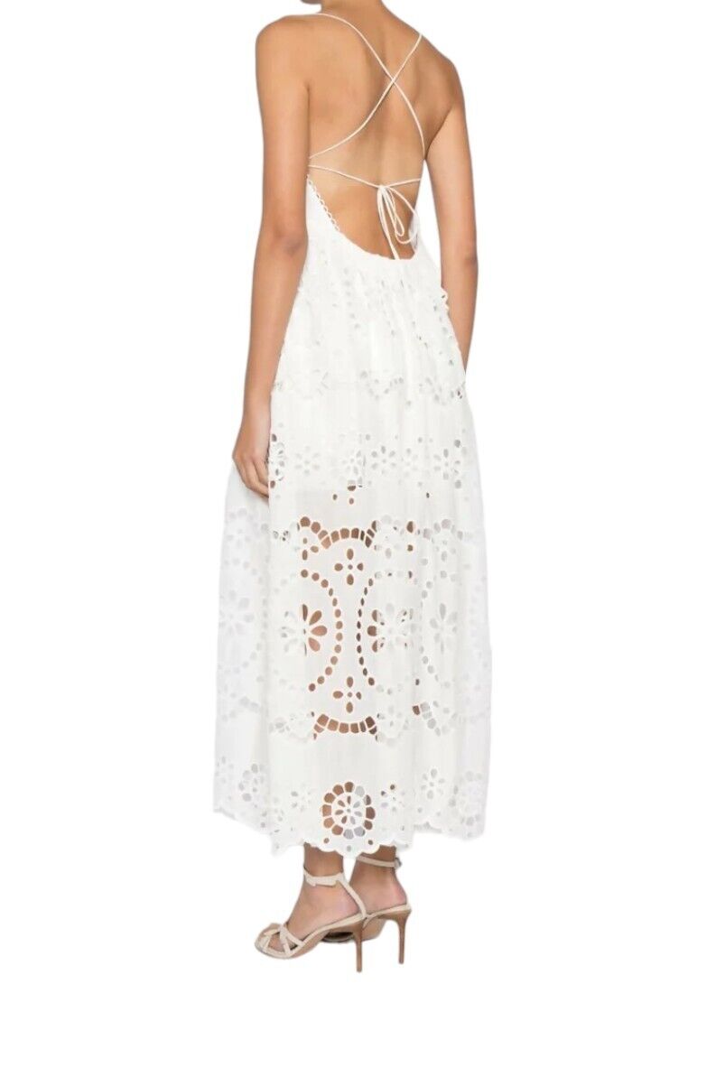 Zimmermann Lexi Embroidered Slip Dress | White, Backless, Anglaise, Embroidered